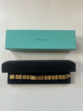 Tiffany & Co. atlas collection 18k yellow gold Italy link bracelet 1995 vintage